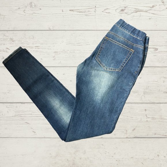 BOSTON PROPER DISTRESSED PULL-UP SKINNY JEANS - Picture 2 of 11